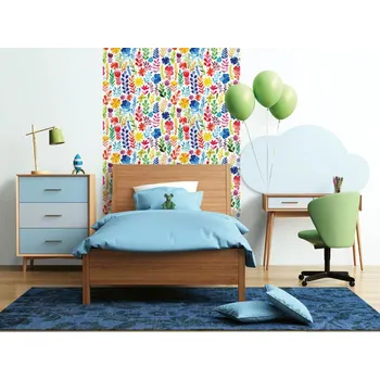 Tapeta DIMEX | Vliesová tapeta na zeď Dimex Line WP-153-01 | 0,75 x 10 m | vícebarevná, modrá, červená, zelená, žlutá + Vliesová tapeta na zeď Dimex Line WP15401 v rozměru 0,75 x 10 m