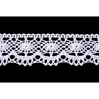 Krajka Krajka bavlněná 75238 paličkovaná šíře 51mm bílá (30m/bal.)