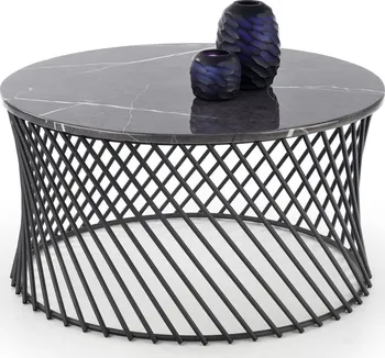 Konferenční stolek Halmar Minerwa 80 cm ocel/sklo černý