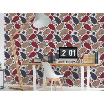 Tapeta DIMEX | Vliesová tapeta na zeď Dimex Line WP-180-01 | 0,75 x 10 m | červená, modrá, bílá, hnědá + Vliesová tapeta na zeď Dimex Line WP18101 v rozměru 0,75 x 10 m