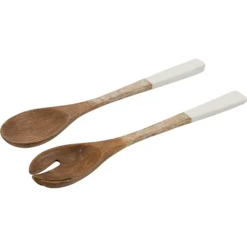 Příbor Salátový dřevěný příbor Enamell white - 33,5*7,5*2 cm