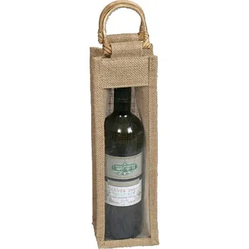 Jutová taška na víno s okénkem