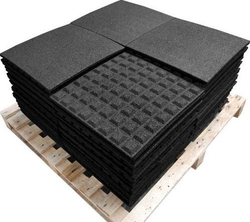 Gumová podlaha - dlaždice 50x50 cm černá