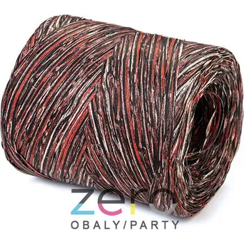 Stuha Lýko umělé RAPHIA 200 m - červená-přírodní-černá (melír)