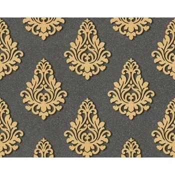 Tapeta A.S. Création | Vliesová tapeta na zeď Nobile 95981-5 | 0,70 x 10,05 m | žlutá, šedá, černá, metalická + Žlutá, šedá, černá, metalická vliesová tapeta na stěnu 959815 v rozměru 0,70 x 10,05 m