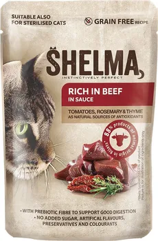 Krmivo pro kočku Shelma Cat Adult Kapsička hovězí/rajčata/bylinky 85 g