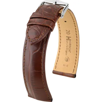 Módní doplněk Kožený řemínek Hirsch Genuine Alligator L10220719-2, hnědý, aligátoří kůže, délka L, Quick Release