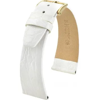Módní doplněk Kožený řemínek Hirsch Prestige L 02208000-1, bílý, krokodýlí kůže, délka L, Quick Release