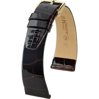 Řemínek na hodinky Kožený řemínek Hirsch Prestige M 02207110-1, hnědý, aligátoří kůže, délka M, Quick Release - 15 mm