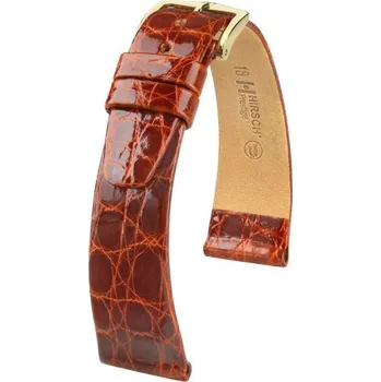 Řemínek na hodinky Kožený řemínek Hirsch Prestige M 02308170-1, hnědý, krokodýlí kůže, délka M, Quick Release