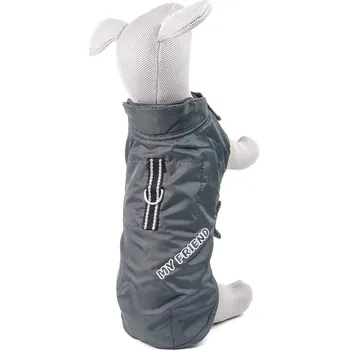 Obleček pro psa Vsepropejska Snowy zimní bunda „My friend“ pro psa Barva: Šedá, Délka zad (cm): 48, Obvod hrudníku: 48 - 80 cm