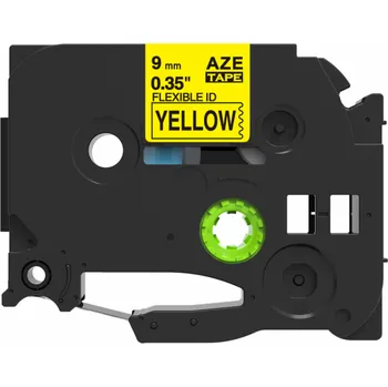 Pásek do tiskárny Kompatibilní páska Brother TZ-FX621/TZe-FX621, 9mm x 8m, flexi, černý tisk/žlutý podklad