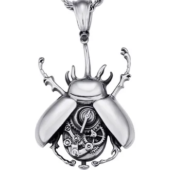 Přívěsek Velký přívěsek nerezový mechanický brouk, orloj Stříbrná