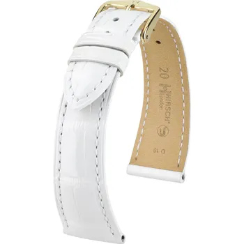 Módní doplněk Kožený řemínek Hirsch London M 04307100-1, bílý, aligátoří kůže, délka M, Quick Release