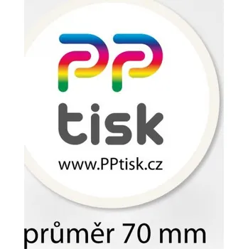 Samolepící etiketa Tisk samolepky - kulatá, kruh, průměr 70 mm