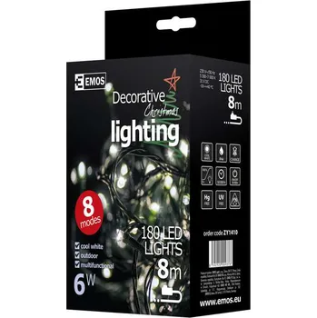 Vánoční osvětlení EMOS ZY1410 světelný řetěz rampouchy 180 LED studená bílá