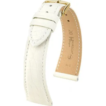 Řemínek na hodinky Kožený řemínek Hirsch Regent M 04107109-1, bílý, aligátoří kůže, délka M, Quick Release - 20 mm