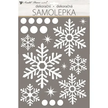 Okenní dekorace Anděl Přerov Samolepka vločky, bílá s glitry 28 x 41 cm