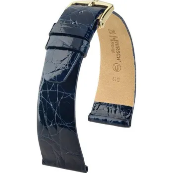 Řemínek na hodinky Kožený řemínek Hirsch Prestige L 02208080-1, modrý, krokodýlí kůže, délka L, Quick Release - 20 mm