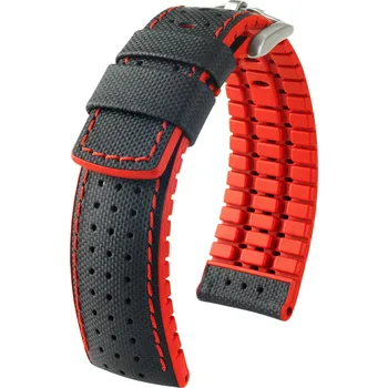 Řemínek na hodinky Kožený řemínek Hirsch Robby L 0912094050-4, černý, teletina/přírodní kaučuk, délka L, Quick Release