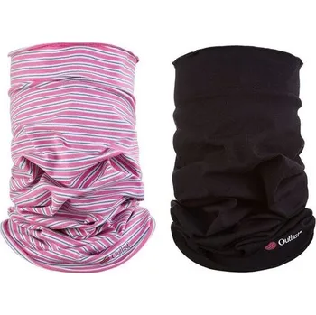 Šála LITTLE ANGEL Set nákrčník multifunkční tenký Outlast® - pruh růžovozelený/černá