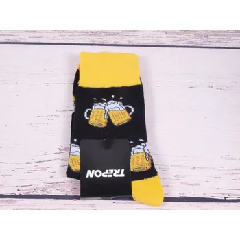 Dámské punčochy Pánské ponožky TREPON LEŽÁK černé se žlutou velikosti ponožek: 28-30 ( EUR vel. 42-45)