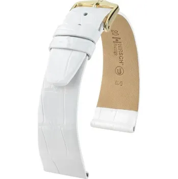 Módní doplněk Kožený řemínek Hirsch Prestige L 02207000-1, bílý, aligátoří kůže, délka L, Quick Release - 18 mm
