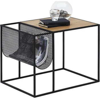 Obývací pokoj Tempo Kondela Příruční stolek, kov / MDF, černá / dub, FLYN