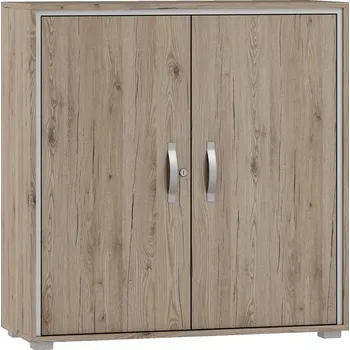 Komoda Komoda dvoudveřová dub bordó/arktická bílá OFFI DR2