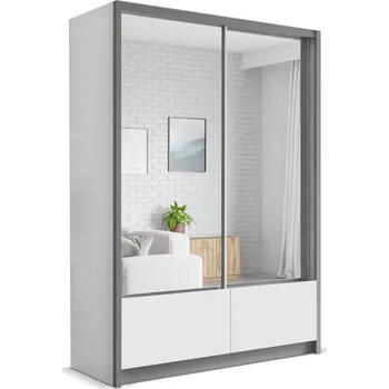 Šatní skříň Arkos Šatní skříň Luis 150, v217 x š154 x h62cm, bílá, šedá / bílá, lamino