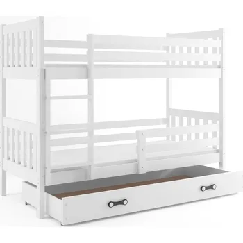 BMS GROUP Patrová postel CARINO 80x190 cm, bílá/bílá (Volba matrace: Pěnová matrace)