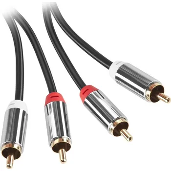 Video kabel Kabel GoGEN 2x Cinch / 2x Cinch, 5m, pozlacené konektory černý