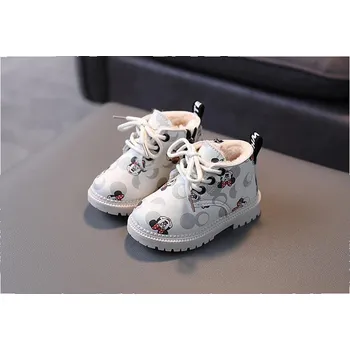 Dětská treková obuv Minnie Mouse Dětské kotníkové boty s motivem Mickey Mouse a kožíškem Varianta: Šedá, Velikost: 27