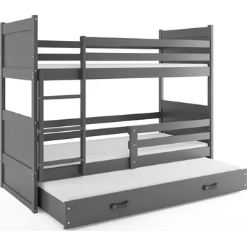 Postel BMS GROUP Patrová postel s přistýlkou RICO 3 90x200 cm, grafitová/grafitová (Volba matrace: Pěnová matrace)