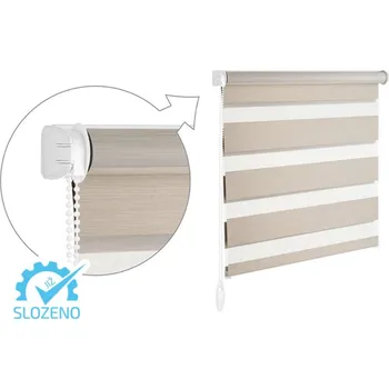 Roleta ZEBRA-SHOP Roleta DEN A NOC / KOMPLET / ZATEMŇUJÍCÍ / KRÉMOVÝ MELÍR 2 / BH 2903 Výška: 150, Šířka: 37, Strana ovládání: vpravo