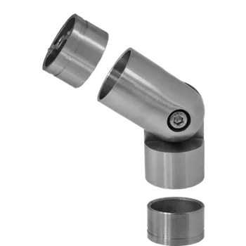 Spojovací oblouk s kloubem s mezikusem (ø 42 mm), nastavitelný, na dřevěné madlo EDB-S, broušená nerez K320 / AISI304