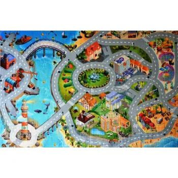 Koberec Vopi Dětský koberec Ultra Soft Město s pláží (Varianta: 70 x 95 cm (88011))
