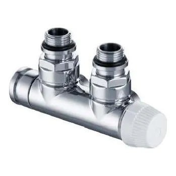 Radiátor Honeywell Therafix Desing H-blok s termostat. ventilem, chrom, rohové levé, DN15
