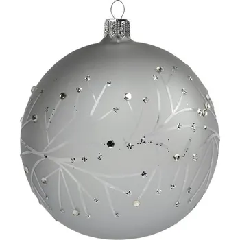 Baňka šedá s dekorem jemných větviček
