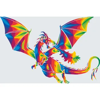 Malování podle čísel - Barevný drak Velikost: 40x60cm, Rámování: Pouze srolované plátno