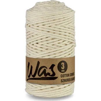 Nit Bavlněná šňůra 3mm, 100m, ECRU