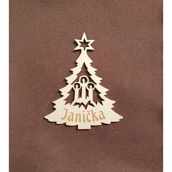 Vánoční dekorace Vánoční dřevěný stromeček se jménem