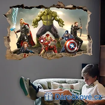 Samolepící dekorace Samolepka Avengers ve zdi, samolepka na zeď, vel. 70x50cm