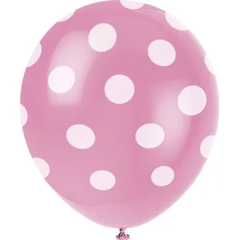 Balónek Unique - Sada 6 balonků růžových s bílými tečkami -