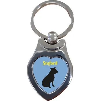 Přívěsek na klíče srdce s potiskem Mini staford