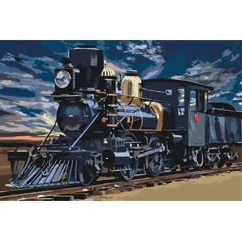 Malování podle čísel - Lokomotiva na uhlí Velikost: 40x60cm, Rámování: Pouze srolované plátno