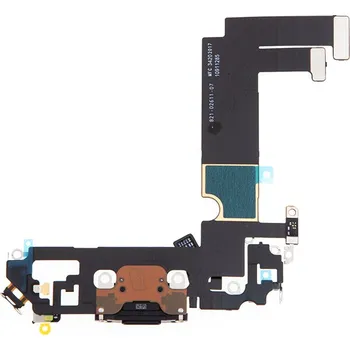 Napájecí a datový konektor s flex kabelem + audio + mikrofon pro Apple iPhone 12 mini - černý - kvalita A+