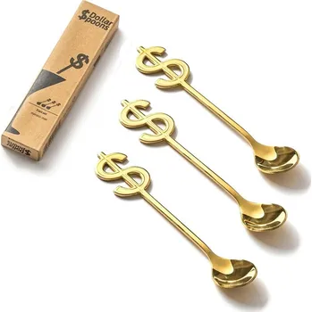 Žertovný předmět Originální čajové lžičky pro boháče 3ks zlaté - DOLAR