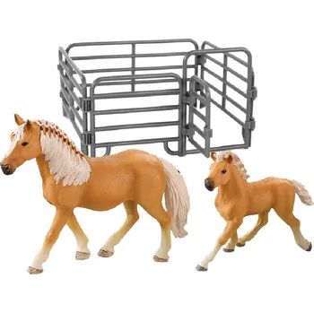 Figurka Rappa Sada koně 2 ks s ohradou hnědý se světlou hřívou