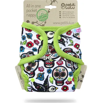 Plenkové kalhoty Petit Lulu s.r.o. Mexické lebky (na bílé) - All In One kapsová plena pat
